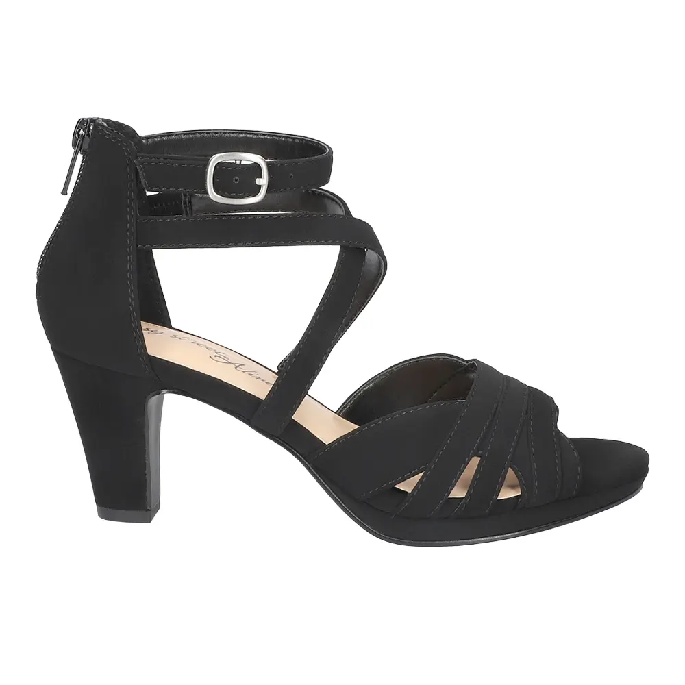 Easy Street Womens Crissa Ankle Strap Platform Dress Sandals Mid Heel 2-3" - Black