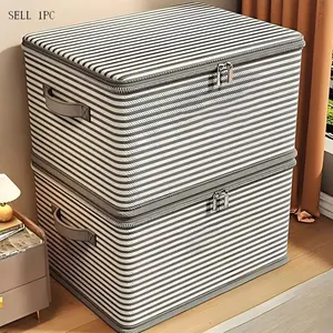 Large Fabric Storage Box with Handle, Multi-Purpose Clothes Organizer, Foldable Basket for Bathroom, Living Room, Bedroom, Stackable Organizer
