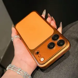 Exquisite orange black silver blue fashion solid color hard phone case, compatible with iPhone 17Pro Max 16 15 14 13 12 Pro Max, suitable as a Christmas gift for women.
