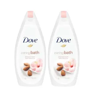 Dove Caring Bath Almond Cream with Hibiscus 450mL, Pack of 2 Body Wash Cleansing Moisturize Gentle