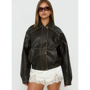 Jaxton Faux Leather Jacket Brown
