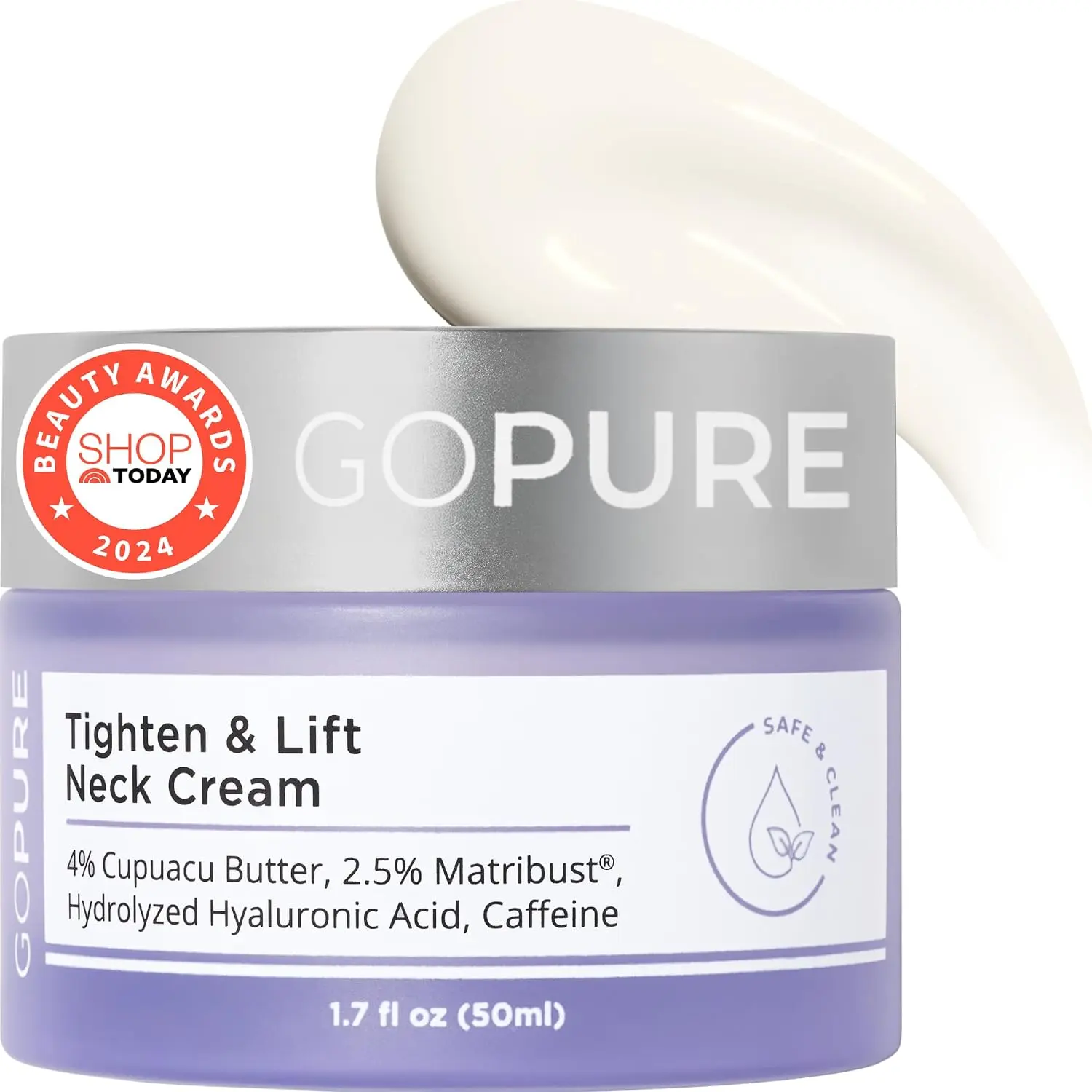 goPure Tighten & Lift Neck & Chest Moisturizer Cream for Visibly Firming, Tightening and Lifting the Look of Wrinkles & Crepey Skin, 1.7oz