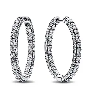 Pandora Timeless Pave Single-row Hoop Earrings 293016C01