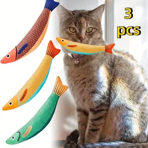 Set Of 3 Cat Toys Saury Fish,Catnip Crinkle Sound Toys Soft And Durable,Interactive Cat Kicker Toys For Indoor Kitten Exercise For All Breeds