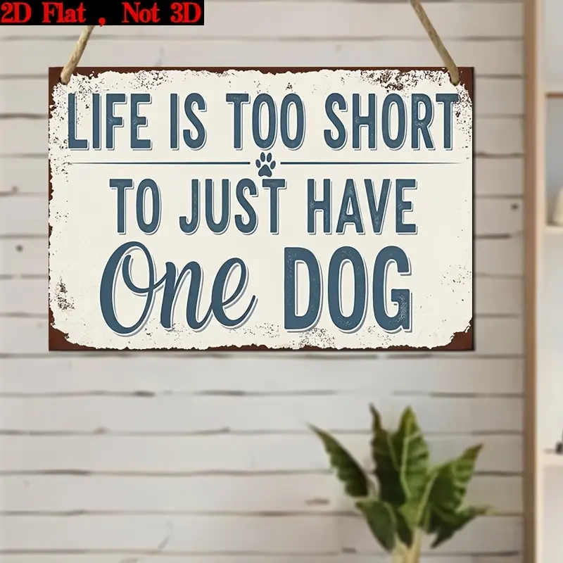 Horizontal Retro Vintage Wooden Wall Sign - Cream Background Dog Paw Rustic Plaque, 2D Flat Fade-Resistant Funny Animal Print, Inspirational Multi-Dog Owner Quote Art, Wall Mount Home Supplies Indoor Hanging Decor for Kitchen Cabinets