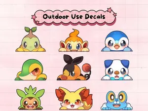 Cute Anime Eeveelutions Vinyl Peeker Sticker, Option Poke Sticker, Waterproof Vinyl Decal for Laptop, Water Bottle, Car, Gamer Gift