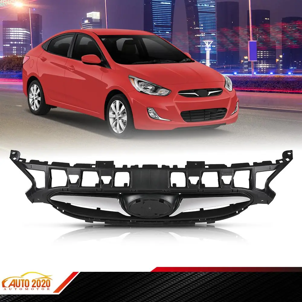New Front Bumper Black Upper Grille Panel Fit For 2012-2014 Hyundai Accent