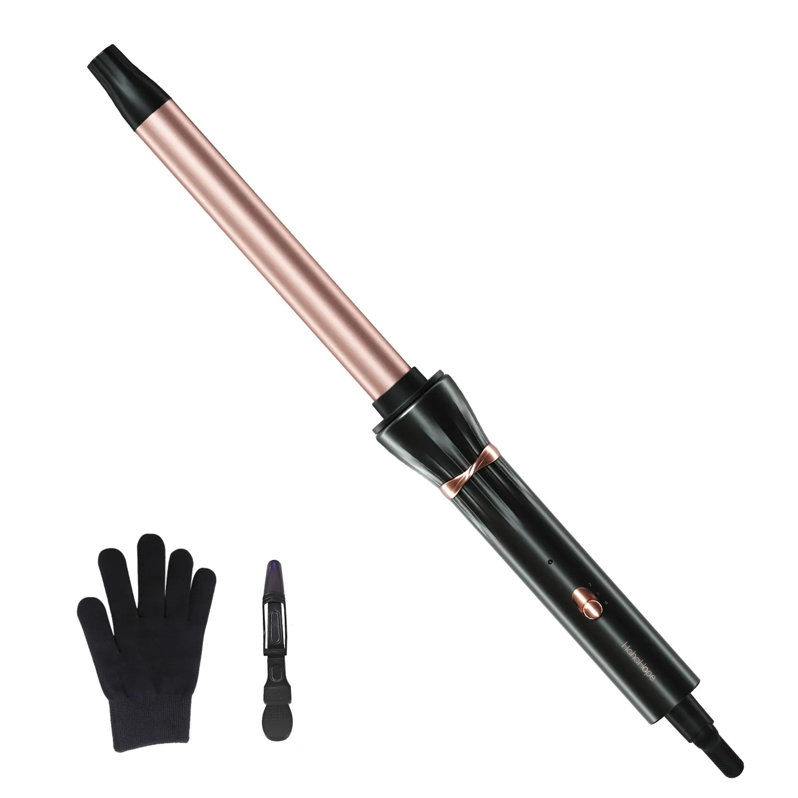 Hahahope 3/4 in Ceramic Curling Wand - Long Barrel for Long Hair & Beach Waves, Dual Voltage, 30s Fast Heating, 2 Temp Settings, 360° Swivel Cord