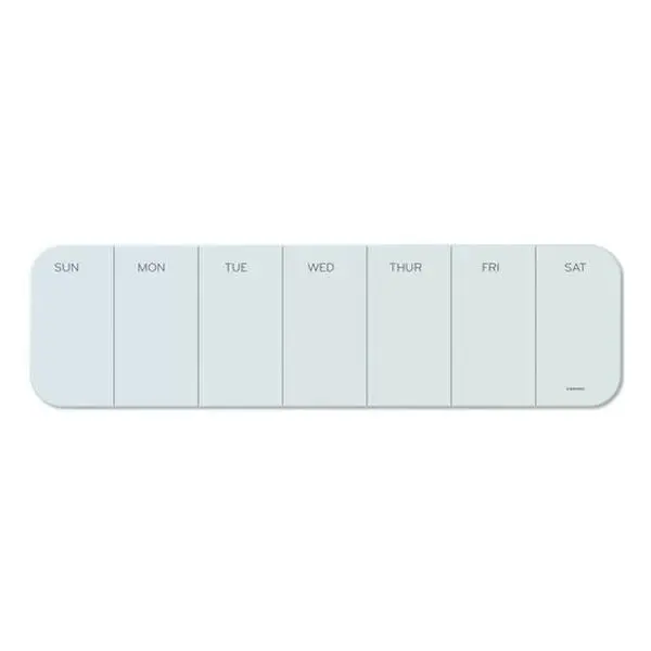 U Brands UBR3688U0001 20 x 5.5 in. Cubicle Glass Dry Erase Undated One Week Calendar Board, White