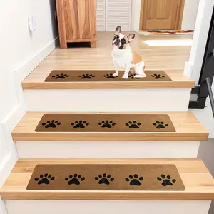 15pcs Paw Print Stair Treads, Non-Slip Silica Gel Staircase Mats, Rectangular, Festive Christmas Home Decor Gift