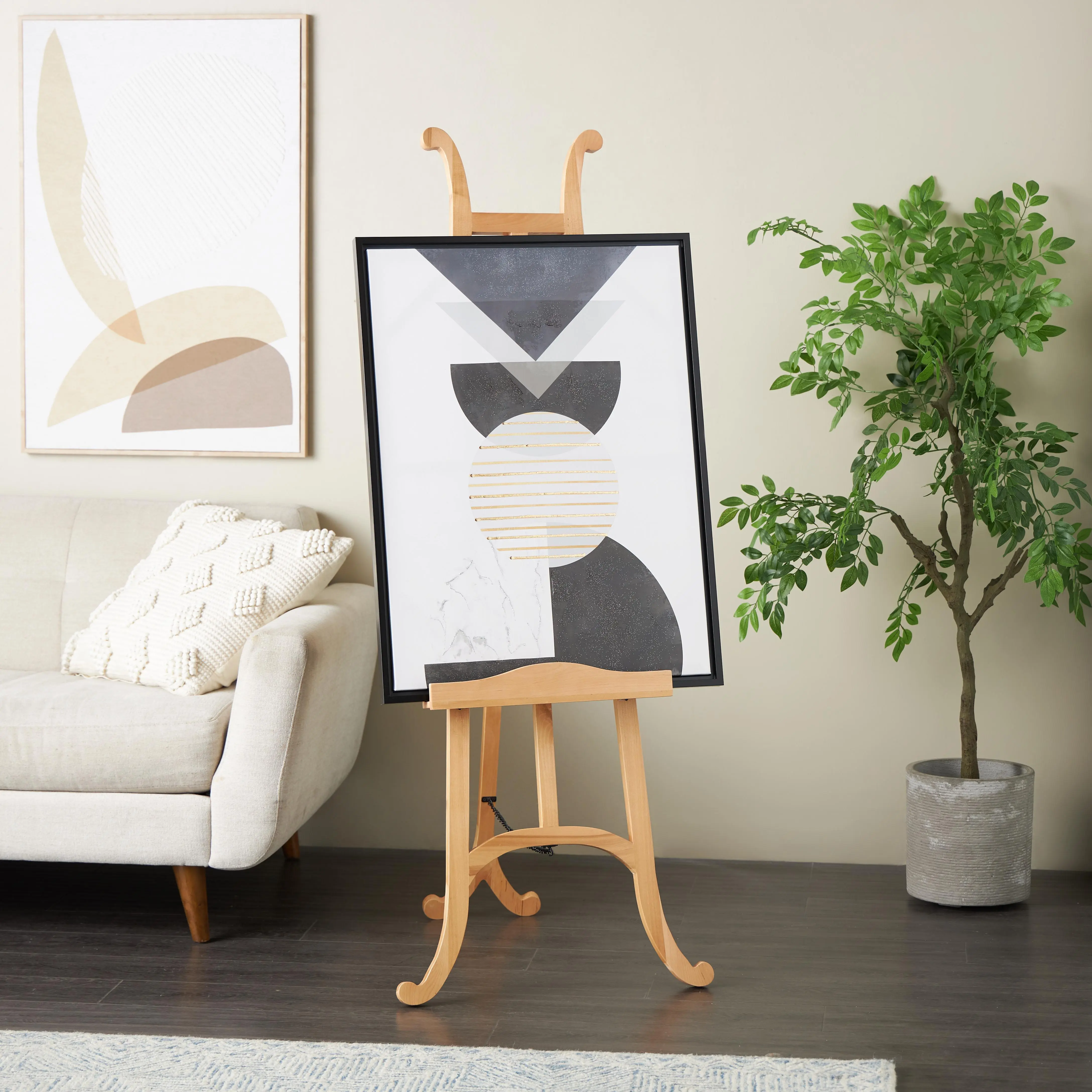 Light Brown Wood  Handmade Tall Floor Display Easel with Foldable Stand