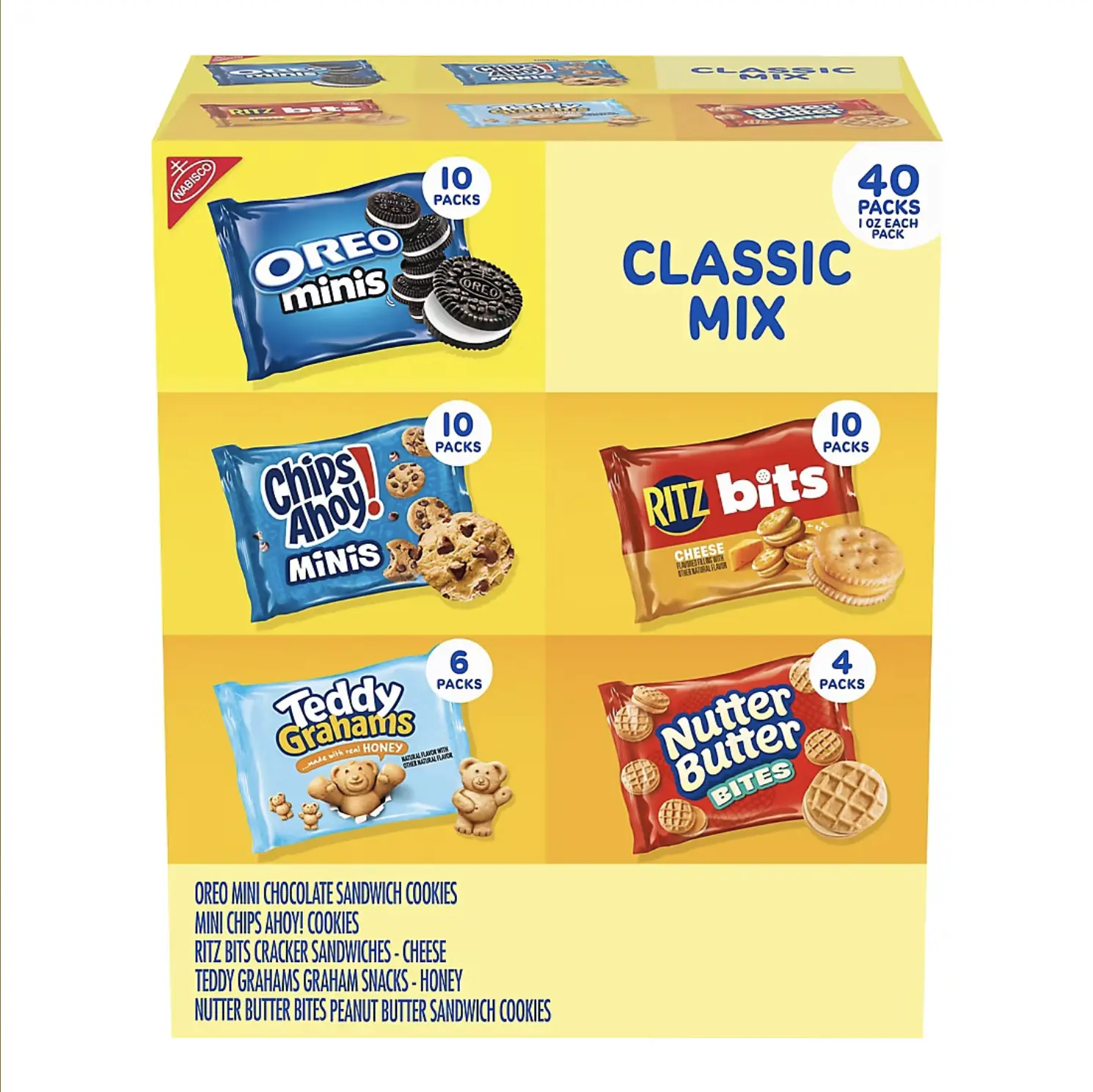 Nabisco Classic Mix Cookie & Cracker Variety Pack, Snack Packs, 1 oz, 40 pack