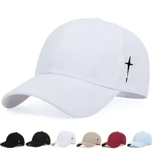 Unisex Polyester Cross Embroidered Snapback Baseball Cap - Adjustable, UV Protection Sun Hat for Daily Wear, Outdoor Hiking
