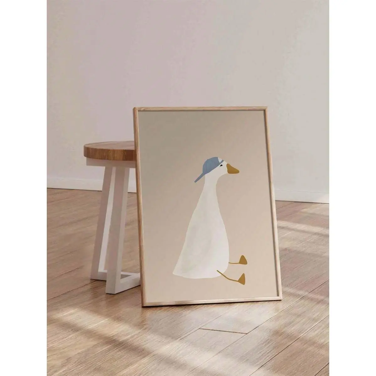 1pc Cute Goose Art Poster, Sports Themed Kids Room Decor, Baseball Cap, Toddler Boys' Art, Goose Pattern, Baseball Room Decor, Farm Animal, Frameless Decoration Artistic Paintings Wall