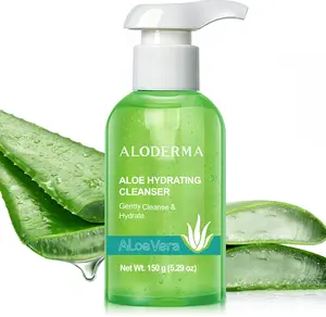 ALODERMA Hydrating Facial Cleanser Made with Fresh Organic Aloe Vera Juice, Shea Butter, & Vitamin E - Moisturizing Cleanser for Normal & Dry Skin, Non-Comedogenic - 5.29oz