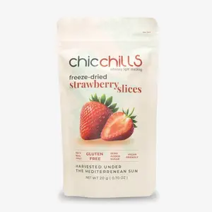 ChicChills Freeze-Dried Strawberry Slices - 100% Real Fruit, No Sugar Added, Vegan Friendly & Gluten-Free, 0.7oz Resealable Bag, Turkish Grown, Healthy Snack for Kids & Adults