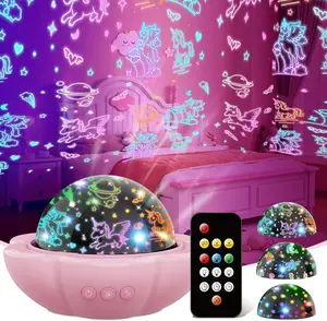 Unicorn Girl Toys  3-10,Night Light Projector- Multi Colors Rotating Remote, 3 Films and Auto Timer, Christmas Stocking Stuffers Birthday Gifts for 5-7 Year Old Girls