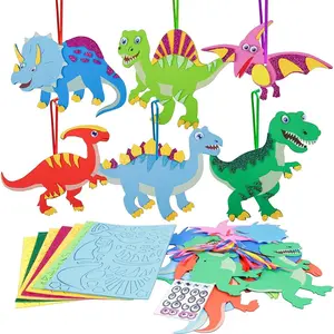 P-ITC056    12 Pack Dinosaur Craft Kit for Kids Creative Make Your Own Dinosaur Foam Stickers DIY Arts and Crafts for Kids Boys Girls Party Favor Supplies Birthday Gifts