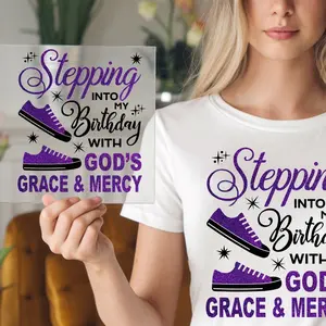 Steppin’ Into My Birthday - Purple DTF Transfer | Ready to Press | Single Transfer, Choose 10’, 11’, or 12’