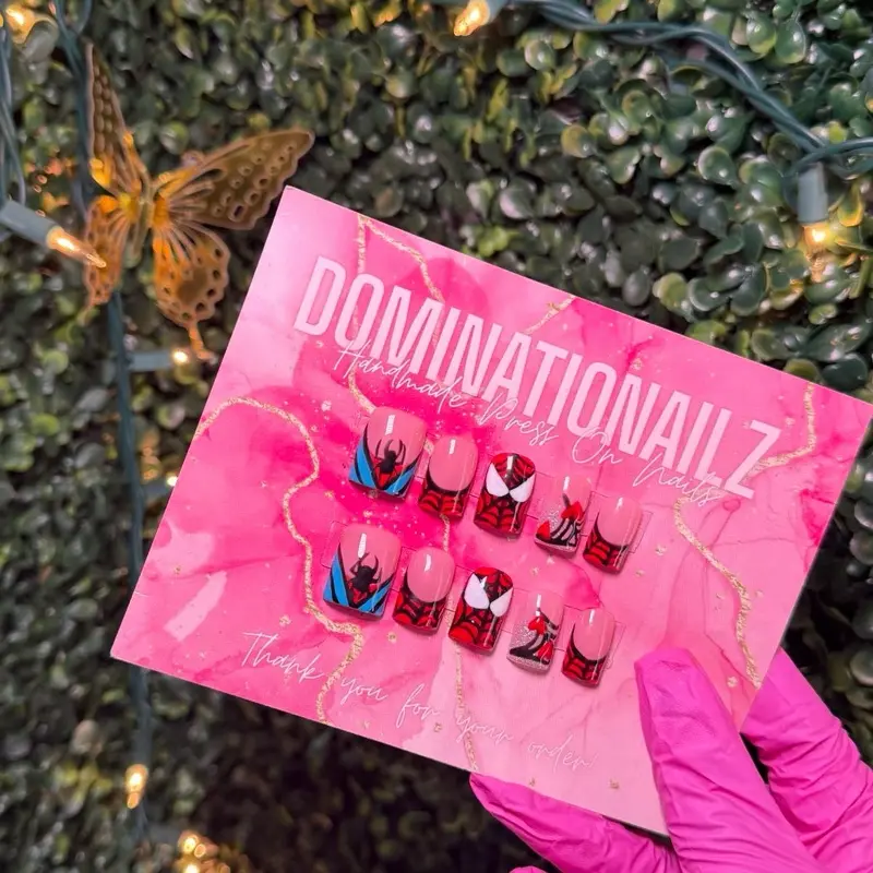 10Pc Dominationailz Spidey Shortie Press-On Set Easy Application Reusable