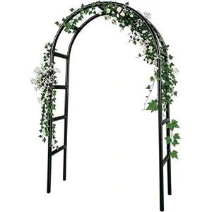 7.8ft Garden Arch Trellis for Climbing Plants Outdoor, Metal Arch Frame Garden Arbors and Arches, Outdoor Archway for Flower Vines Wedding Bridal Party Decoration, Black