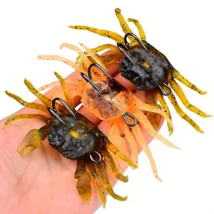 Artificial Crab Shaped Fishing Lure, 6 Counts/set Simulation Fake Fishing Bait with Hook, Outdoor Fishing Accessories for Fishing Enthusiasts, Fishing Lure Kit