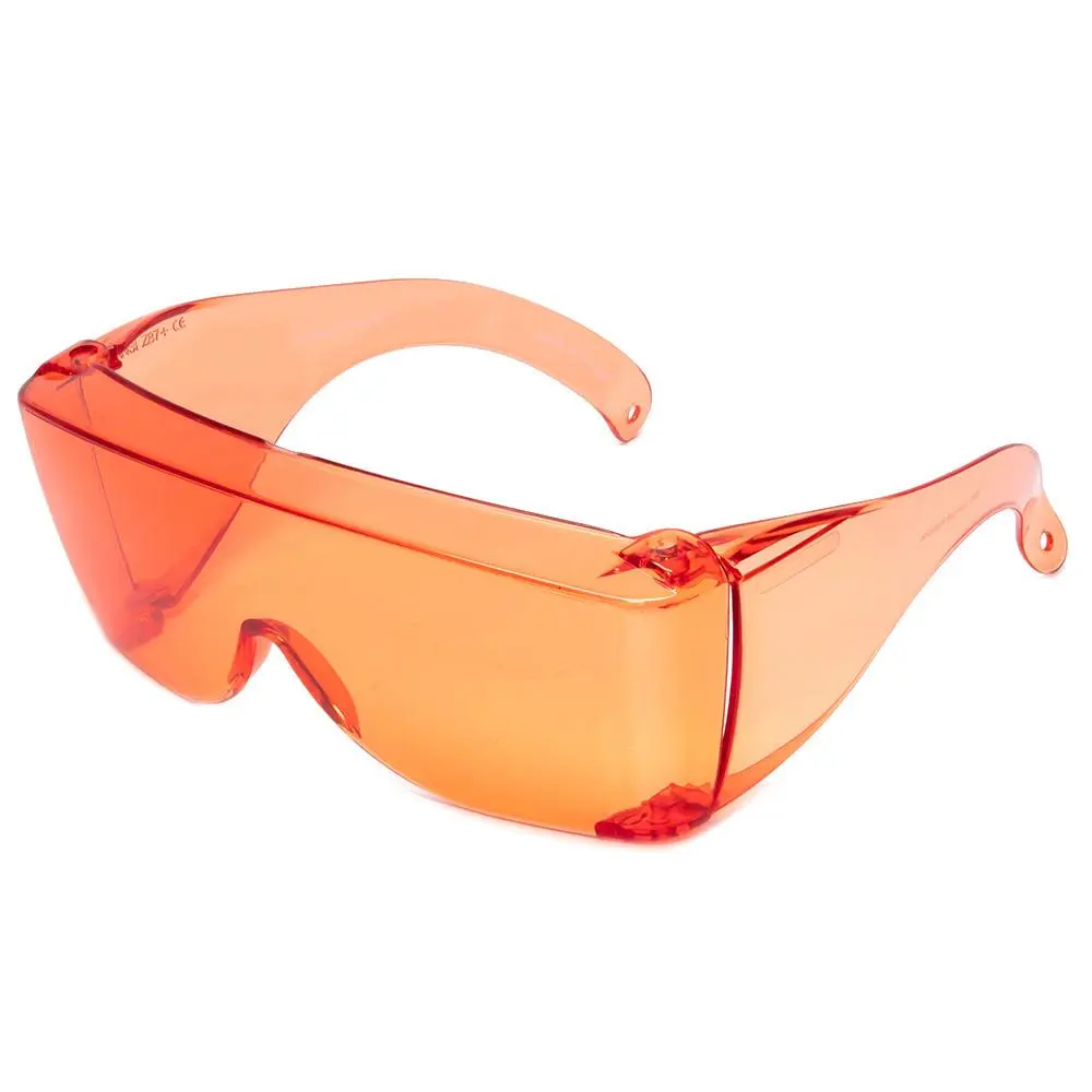 Calabria 3000 Orange Fitover Dental Safety Glasses Protection for Teeth Whitening LED Light Eye Shield Red Light Goggles Blue Light Blocking Glasses Fit Over Prescription Glasses Anti Scratch Fog