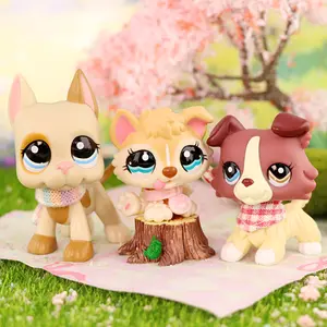 3 Pcs Rare Mini Pet Shop Animal Figurine-Rare Collectible Great Dane#1647 Collie #1262 Puppy Husky #1013 Figurine with Unique Blue & Brown Eyes |Charming Little Pet Accessory, Perfect Gift for Dog and Cat Lovers, Room Decor