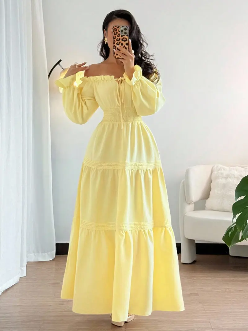 casual dress yellow Belle Lace Trim Corset Mini Dress main image 1