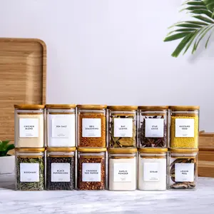 Spice Jar Set with Bamboo Lids