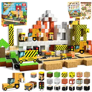 Magnetic Blocks 100PCS Magnetic Building Blocks STEM Kit, Magnetic Tiles Road Set with Car, Construction Toys for Toddler Kids, Building Bricks Toy, Building Block Sets, Toys For Kids