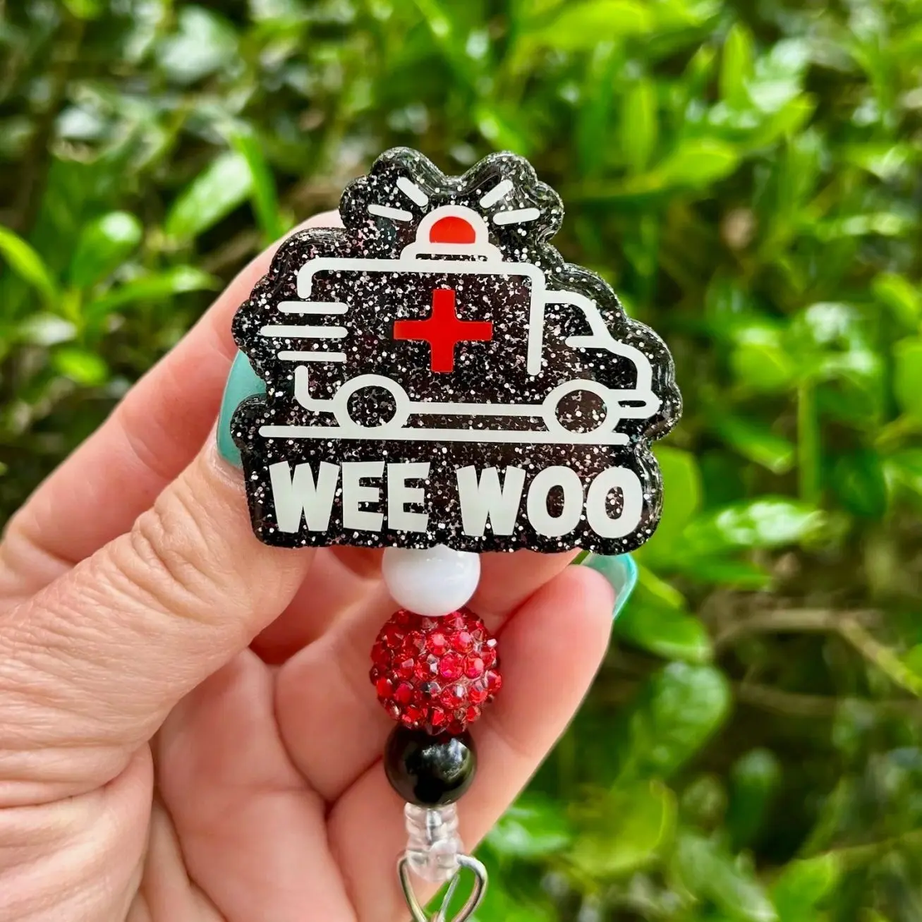 Wee Woo Ambulance badge reel, Funny EMT Badge Holder, Firefighter Retractable Lanyard, Paramedic Ambulance Badge, Emergency Dispatch ID