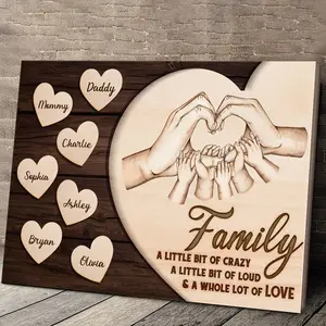 2D Flat, 2DFlat Personalized Family Canvas Art Print- Wooden Wrapped Custom Name Wall Hanging Decor for Living Room, Bedroom, Home Office- Art Deco Style, Indoor Artwork, Painted Canvas Poster for Family, Dad, Mom, Couple- Ideal Gift for All Seasons