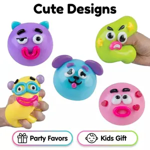 5Pcs Smushers Dog Face Squishy Toy, Soft Slow Rise Moldable Sensory Toy for Stress Relief, Cute Decompression Desk Accessory for Kids Adults