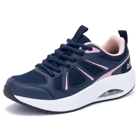 AOV Women's Casual Athletic Sneakers - Closed Toe, Arch Support, Wide Fit, Cushioned, Elastic Midsole, All Seasons Everyday Casual Use Trainers