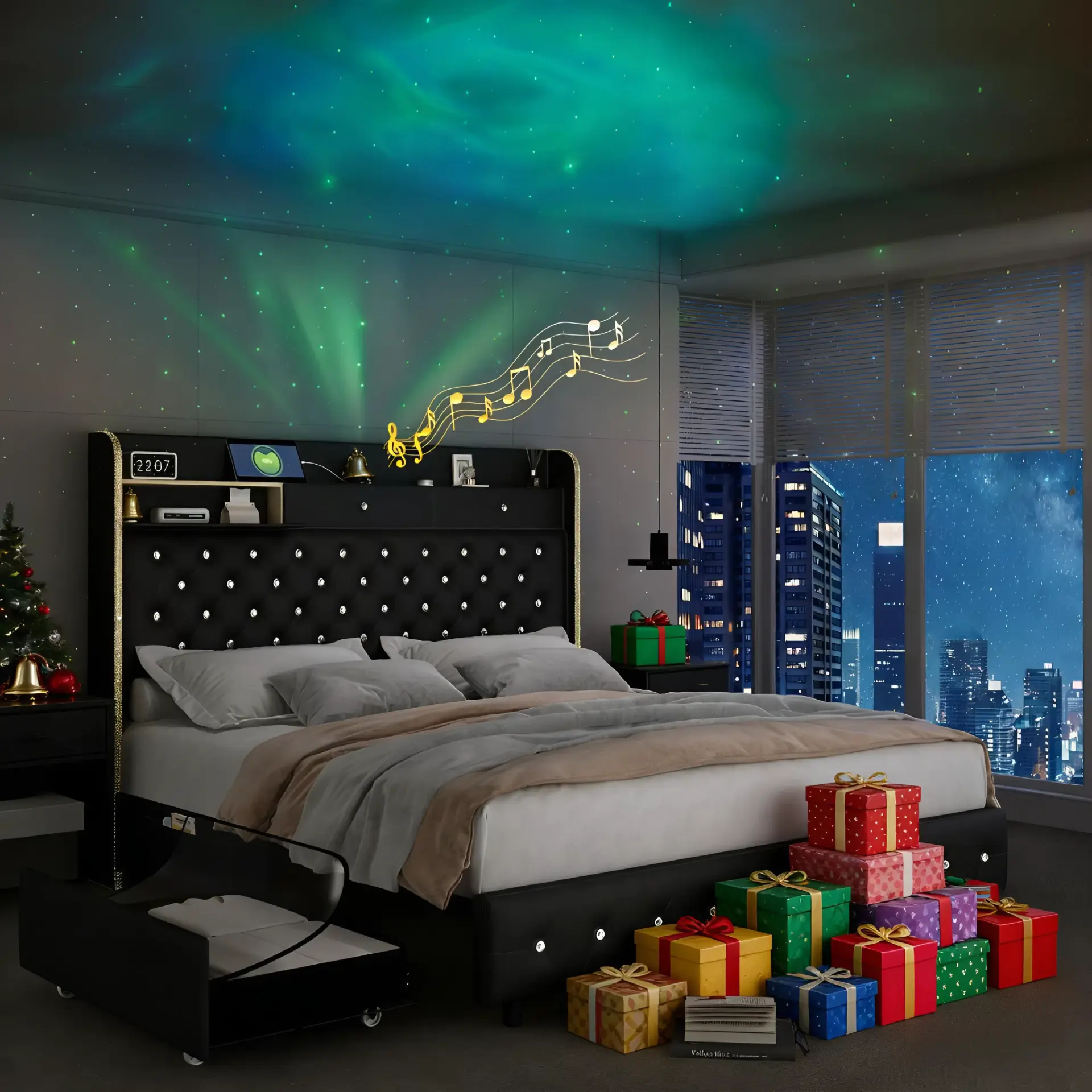 PU Black (With 2 Drawers)