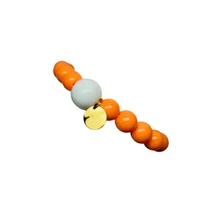 MANDARIN Golf Stroke Counter Bracelet - Orange Acrylic Beads, Shiny White Center, Casual & Fashionable, Handmade in USA