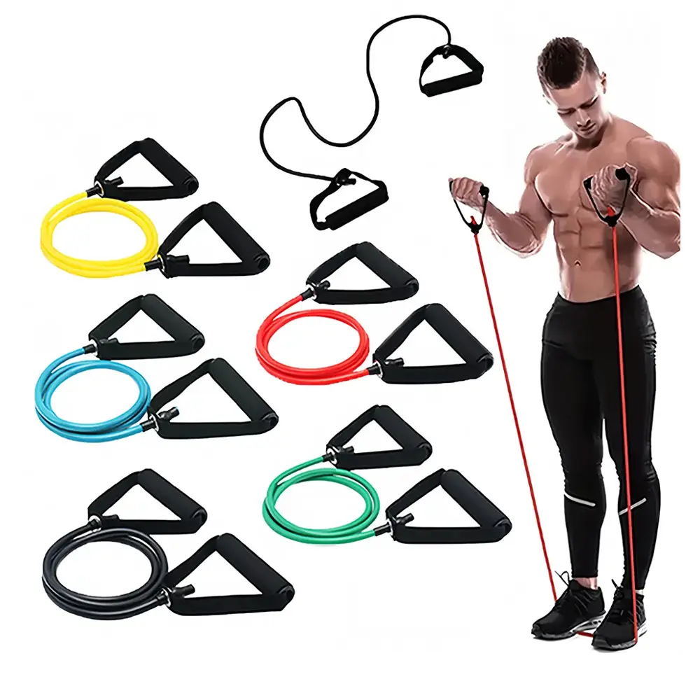 Resistance Band with Handle, 1 Count Exercise Band, Workout Band with Handles for Men Women, LINGPENG Strength Training Equipment, Muscle Training Equipment for Home Gym, Fitness Equipment, Home Gym Gear