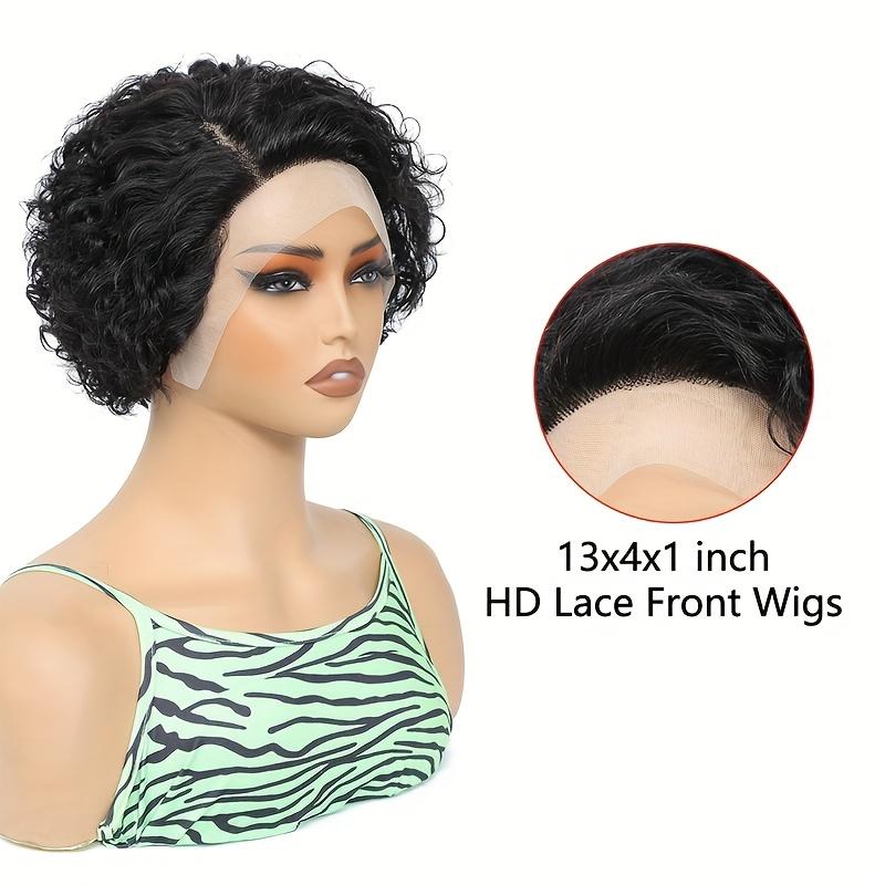 Chic Short Pixie Cut Curly Wave Wig For Women 6INCH 13X4X1 T-Part Lace Front 200% Density Remy Human Hair Natural Black Dealsforyoudays TikTokShopBlackFriday