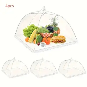 4-Pack Pop-Up Food Covers, Foldable Mesh Tent, Dome Design, Reusable and Washable, Dust-Proof, Ideal for Outdoor Picnics, Camping, BBQ, Parties