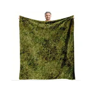 Cozy Soft Oversized Natural Green Moss Pattern Plush Throw Blanket