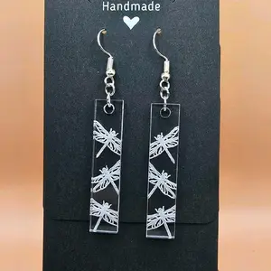 19) Clear Rectangle Dragonfly Earrings!