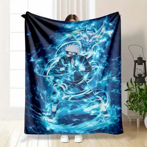 Kakashi Hatake Anime Lightning Flannel Blanket Soft Comfortable Warm Fleece Throw Blanket Living Room Bedroom Sofa Cozy Oversized Trending Flannel Blanket Viral Blanket Trend Gift Ideas Cozy Home Decor