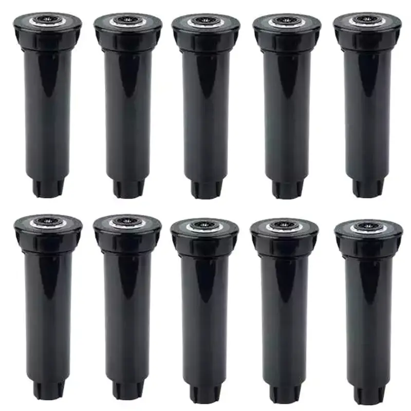 Garden Sprinklers 10-Piece Set, Black Plastic Pop-Up Heads with 360° Adjustable Atomizing Nozzles for Lawns and Flower Beds, 0.4-1.5 m3/h, 10 Sprinkler Heads, Irrigate, 10-Pack