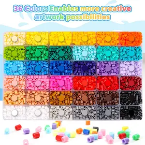 Meland Fuse Beads Kit - 11,000 pcs 36 Color 5MM Melty Beads Set with 5 Pegboards Ironing Paper & Chain Accessories for Girls Age 5-12 Year Old Creative Artwork & 3D Artwork Creations Ideal Christmas Birthday Gift
