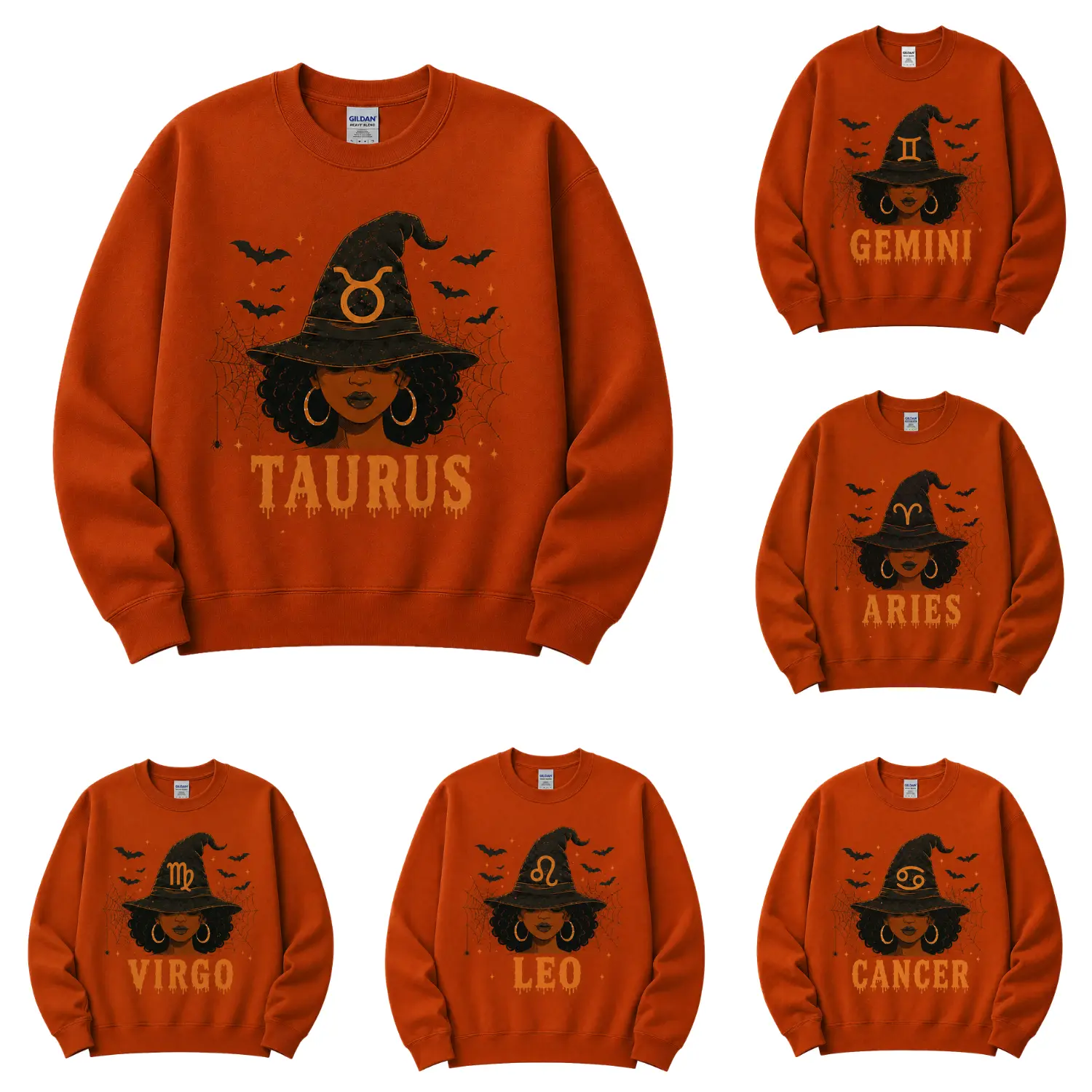Girl Magic Halloween Zodiac Sweatshirt, Halloween Crewneck for Women, Cancer Sagittarius Aquarius Capricorn Horoscope Pullover Gift Tops Menswear Man