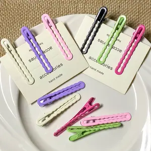 (Random Default Gift) 6cm Duckbill Clip Hairpin DIY Base Wave Clip Broken Hair Clip Bangs Clip Seamless One-word Clip Non-damaging Hair Accessories
