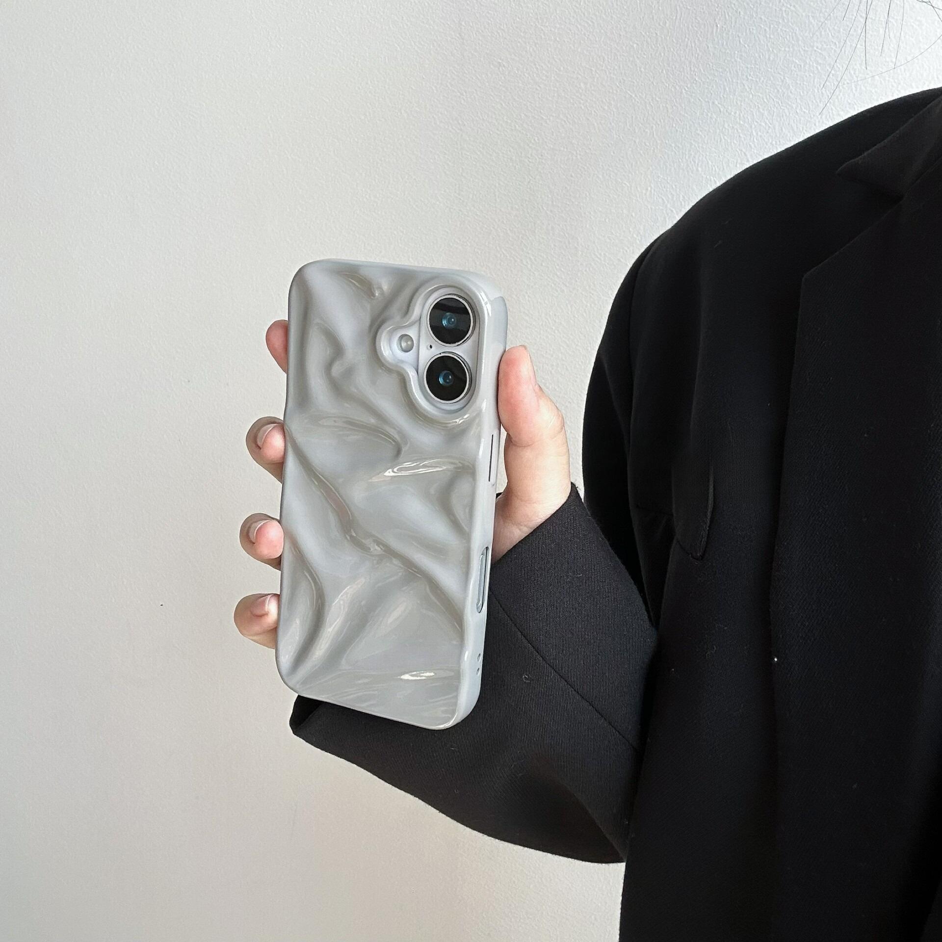 (Case & Nova.) 3D Wavy Ripple Glossy Phone Case, Compatible with iPhone 17 Pro Max, 16, 15, 14, 13, Luxury Shockproof Protective Cover junk