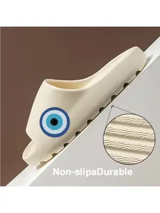 Elegant Evil Eye Pattern Coconut Slippers Comfortable Non-slip Summer Footwear for Women and Men Lightweight Beach Shoes with Traditional Turkish Evil Eye Design Perfect for Casual Daily Wear