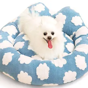 Cloud Dog Bed - Blue and White Cloud Patterned Pet Bed for Comfortable Resting